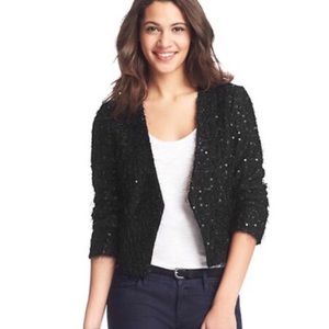 LOFT: black sequin tweed blazer